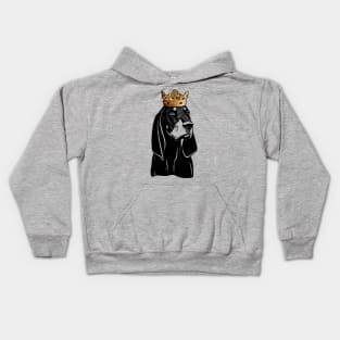 Black and Tan Coonhound Dog King Queen Wearing Crown Kids Hoodie